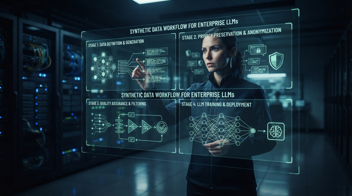 Editorial illustration for Synthetic Data for Enterprise LLMs: A Four-Stage Workflow and When to Use It